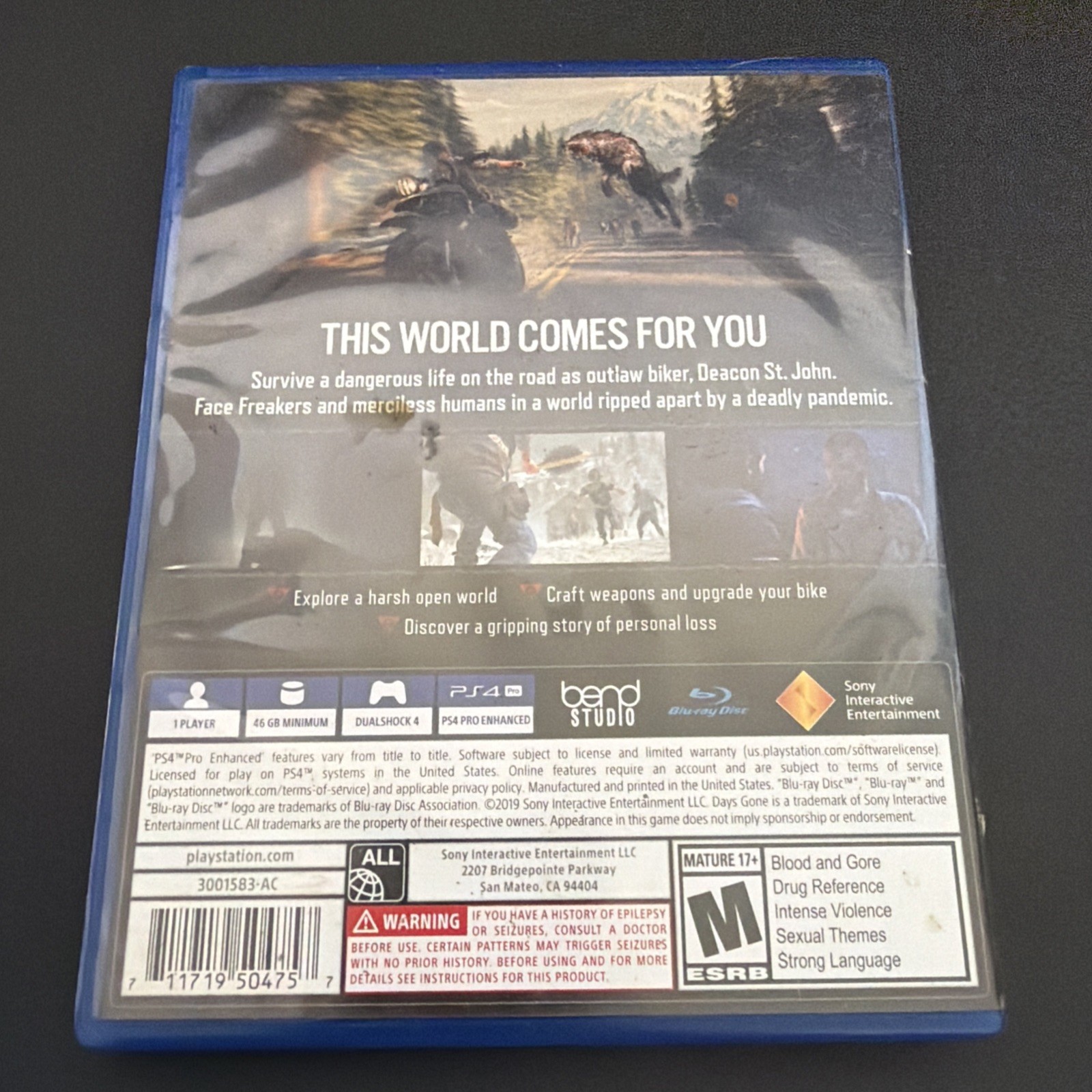Days Gone (Sony Playstation 4 PS4, 2019) – No Manual – Tested, Working