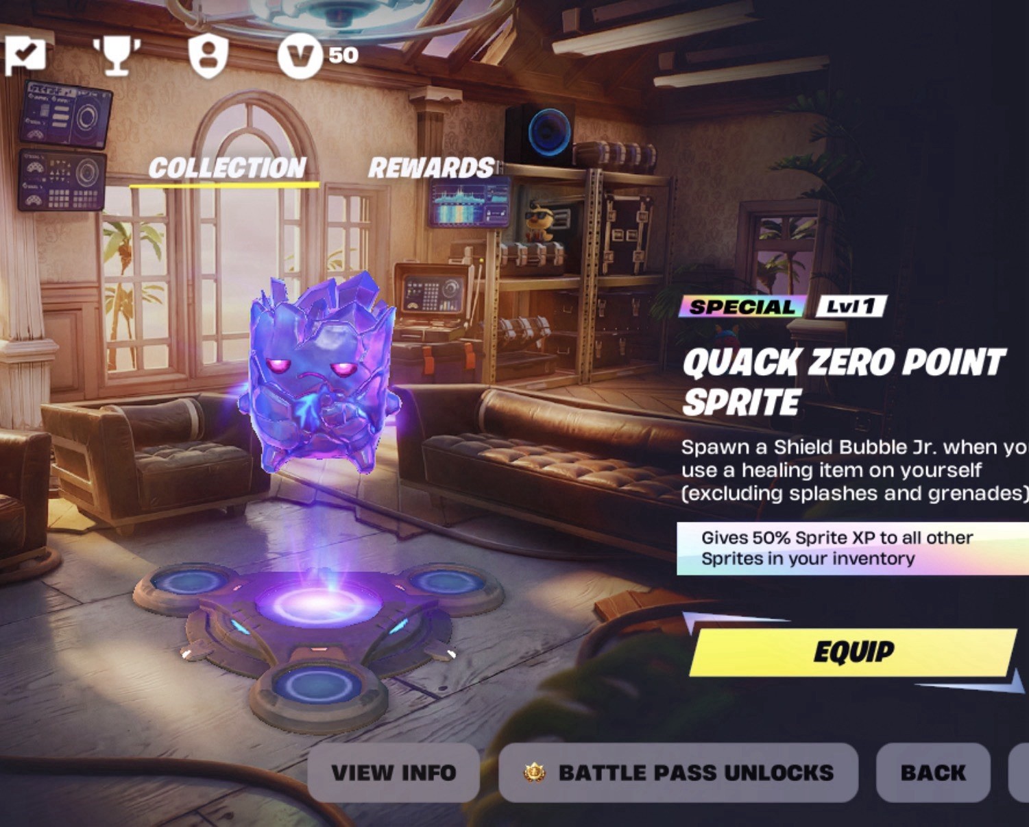 Brand New Super Ultra Rare Quack Zero Point Sprite For Fortnite (keep)
