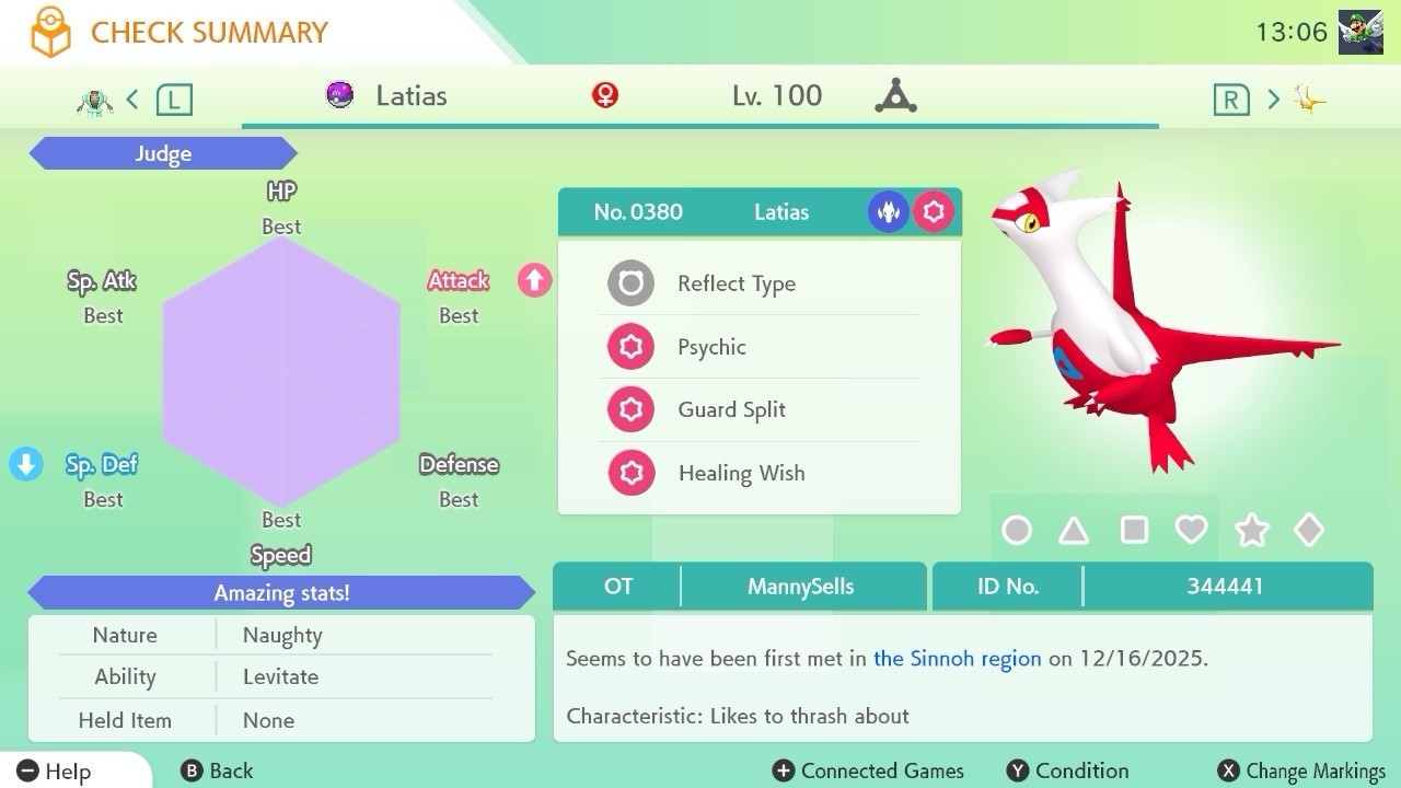 BDSP Caught Legendaries Shiny/Non Shiny, 6IV, Level 100, EVs 6HP 252ATK 252SPE