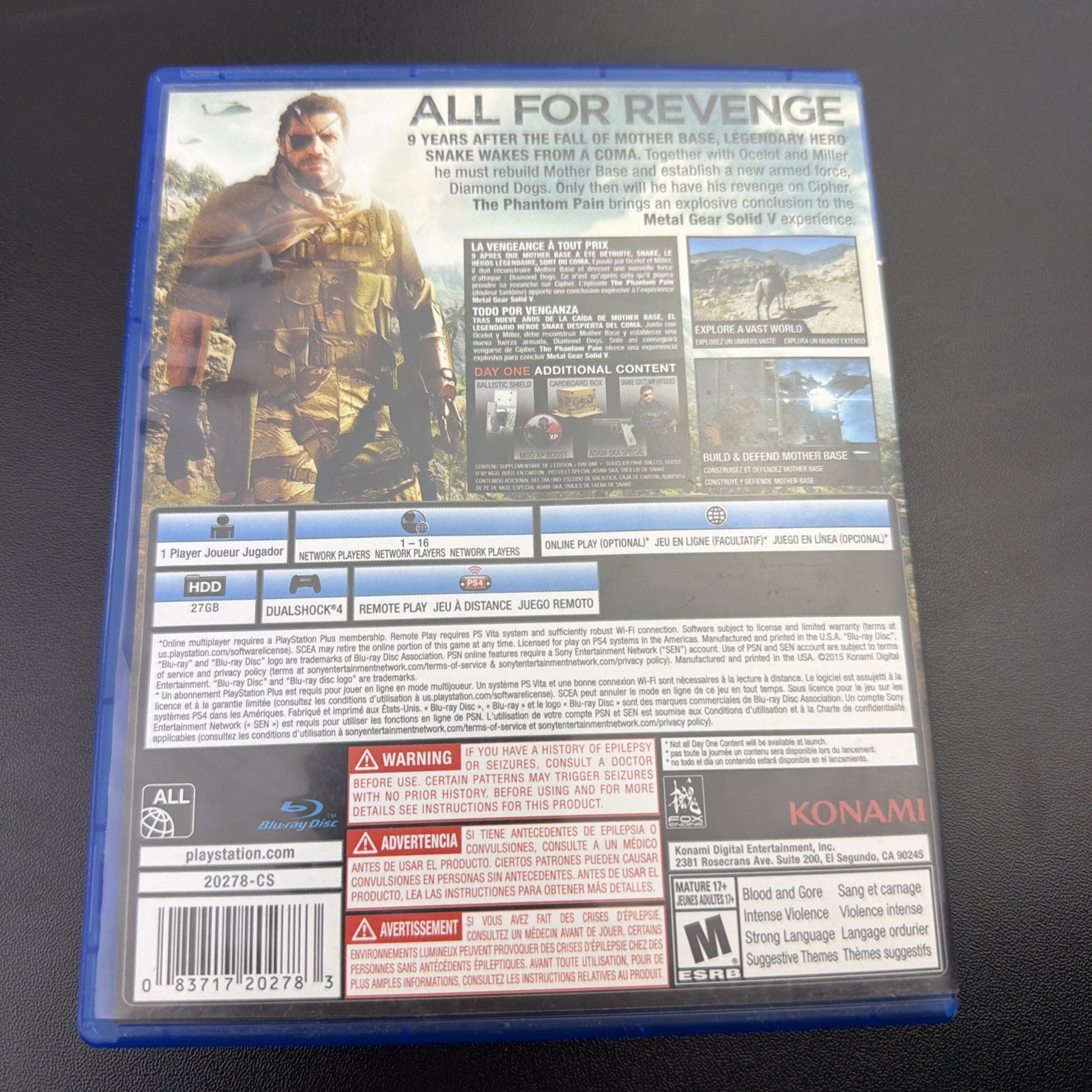 Metal Gear Solid V: The Phantom Pain – PlayStation 4 – CIB map included!