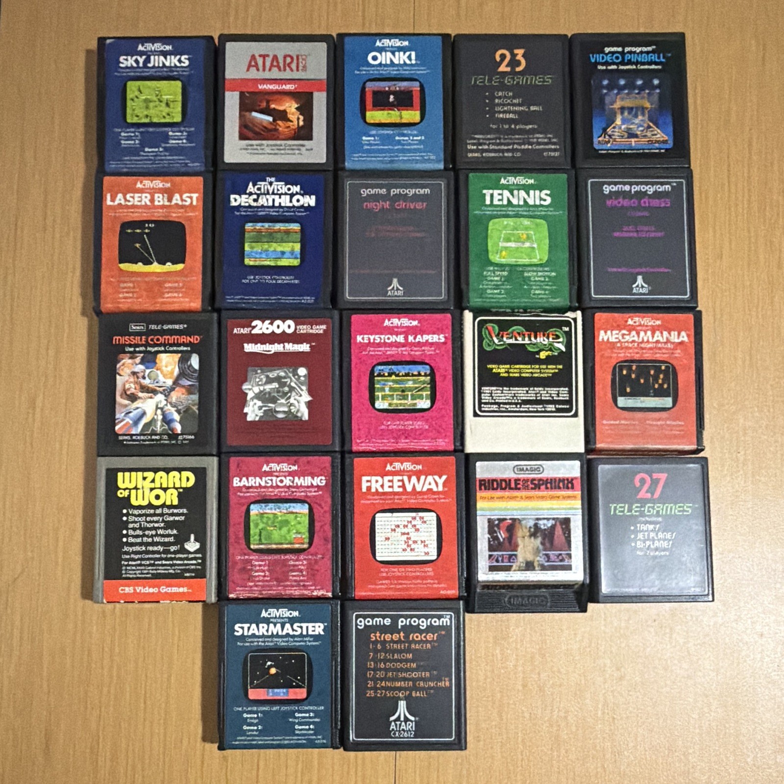 Lot (22) Atari 2600 Catridge Mix TESTED Activision, Riddle of the Sphinx, OINK!