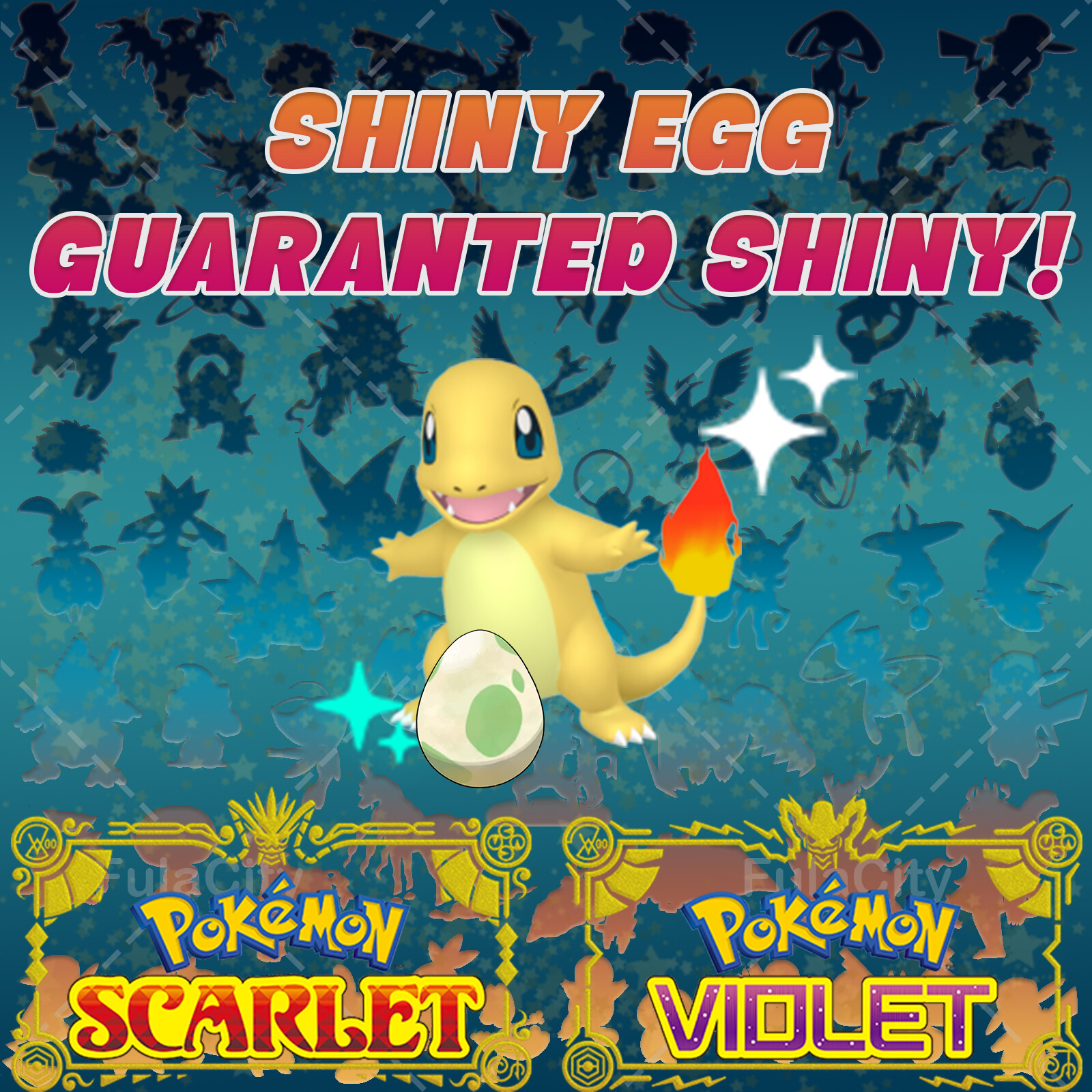 CHARMANDER POKEMON SCARLET VIOLET ✨ SHINY EGG 6 IV ✨ CUSTOM AVAILABLE ✨