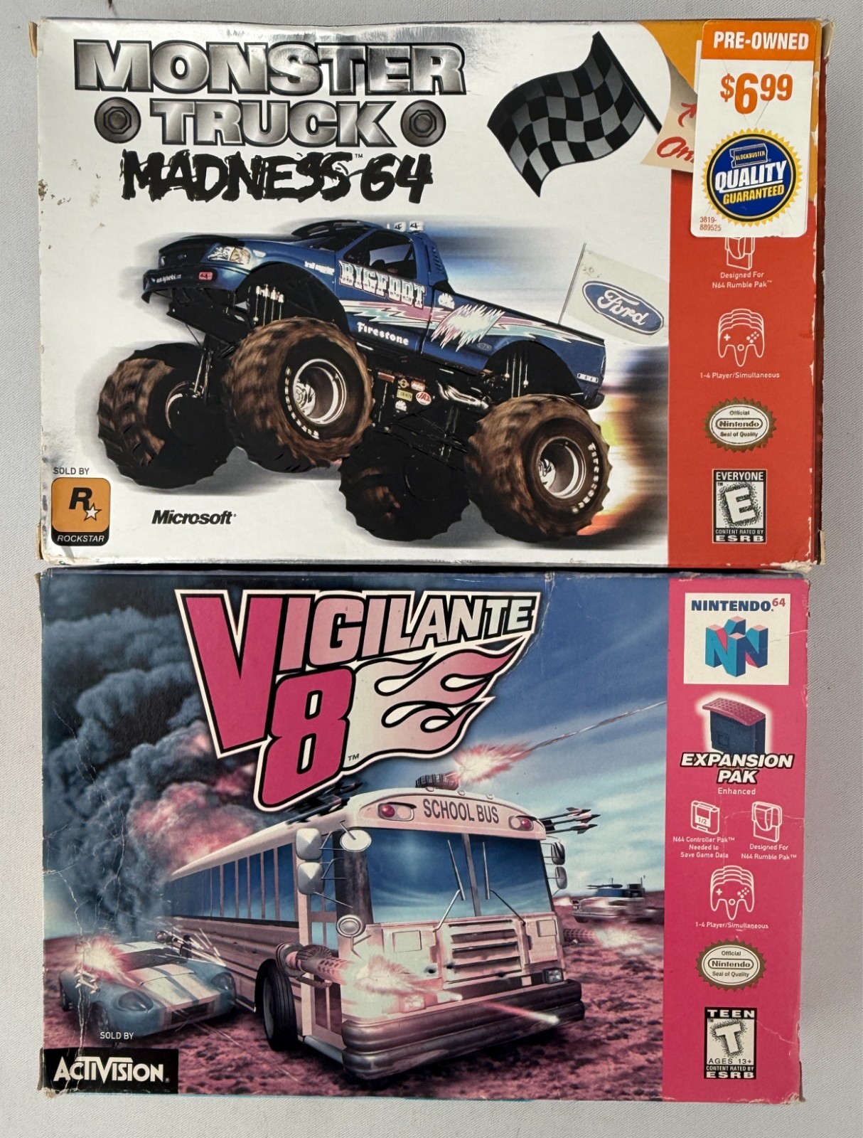 2 N64 Game Lot – Nintendo 64 – Monster Truck Madness 64, Vigilante 8- Boxes