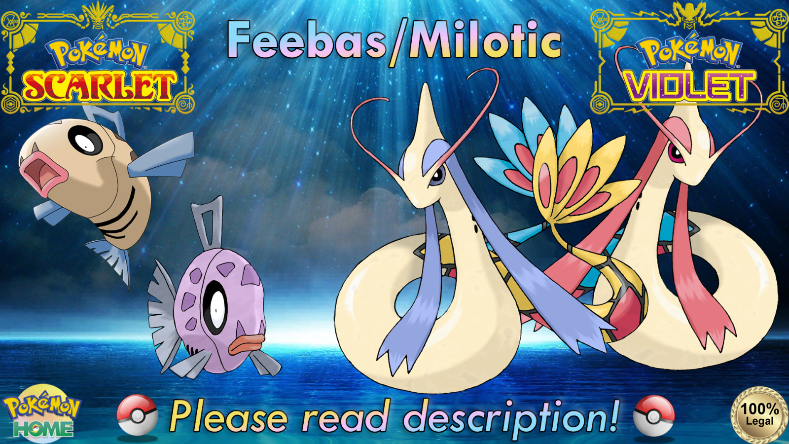 🍊Shiny/Non-shiny Feebas/Milotic 6IV🍇Pokémon Scarlet/Violet (💯Legal)