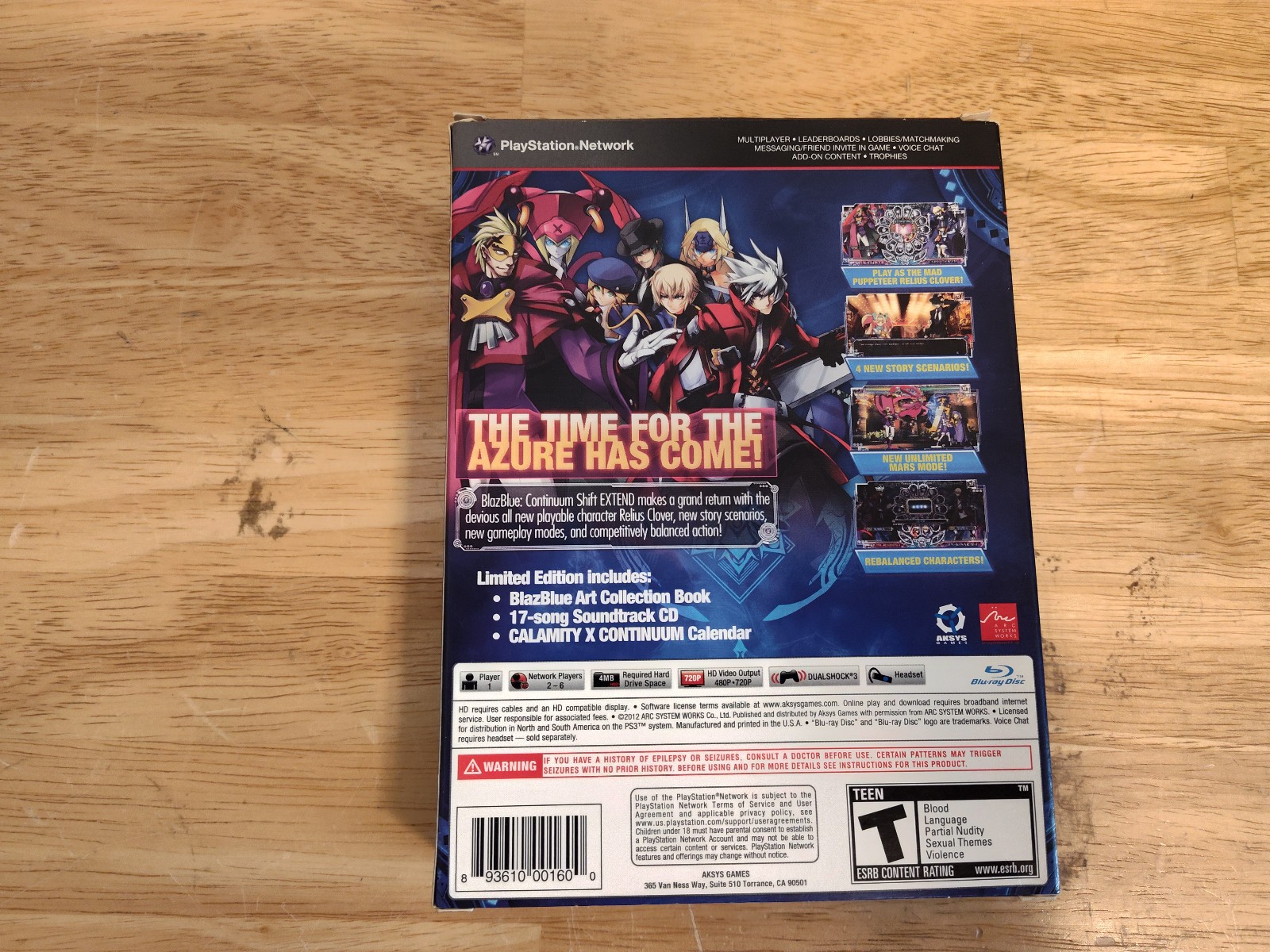 BlazBlue: Continuum Shift Extend Limited Edition CIB PlayStation 3 PS3 Blaz Blue