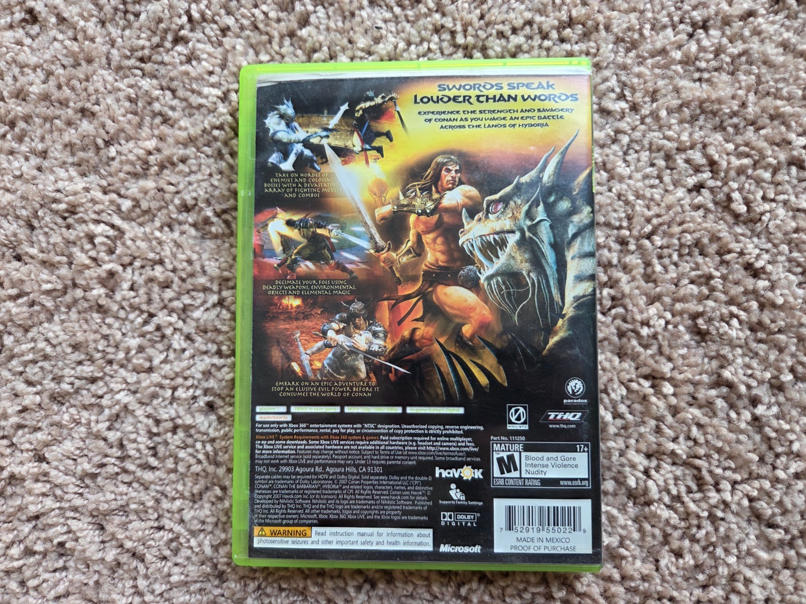 Conan (Microsoft Xbox 360, 2007) Video Game CIB Complete Free Shipping