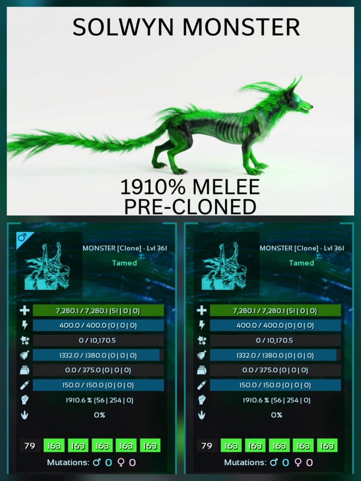 SOLWYN PRE-CLONED Breeding Pair – TOP MELEE – Ark Asa Official PVE PC/XBOX/PS5