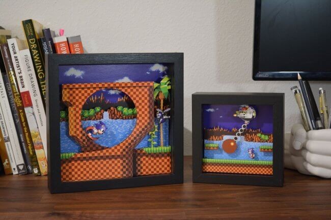 Sega Sonic the Hedgehog Shadow Box Pixel Frame 9″x9″ Officially Licensed