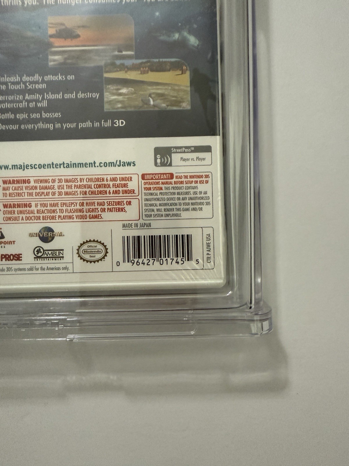 Jaws Ultimate Predator Nintendo 3DS NEW Wata 9.8 A+ SEALED Lenticular Cover