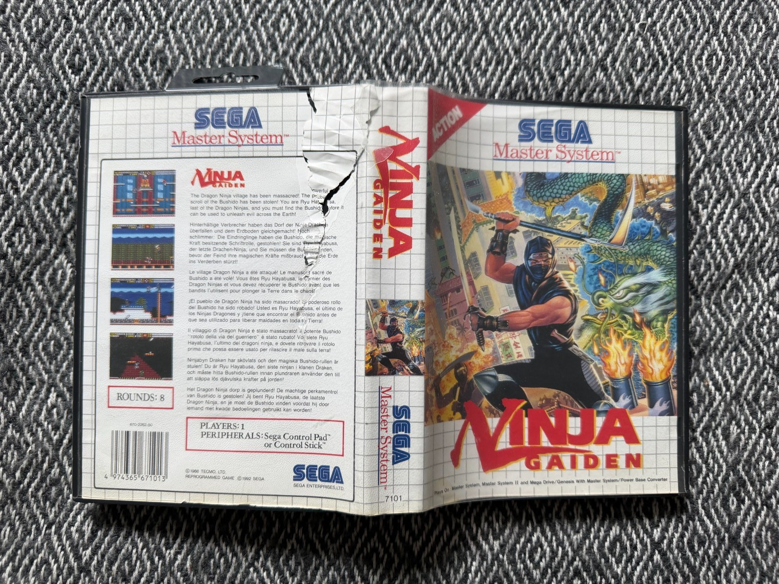 Master System NINJA GAIDEN Authentic Sega Cart PAL REGION FREE *(Works in US)*