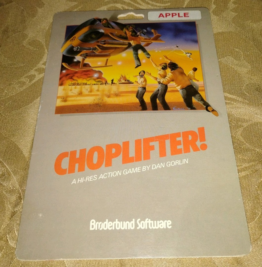 Choplifter Apple II Brøderbund Hang Tab Complete Packaging