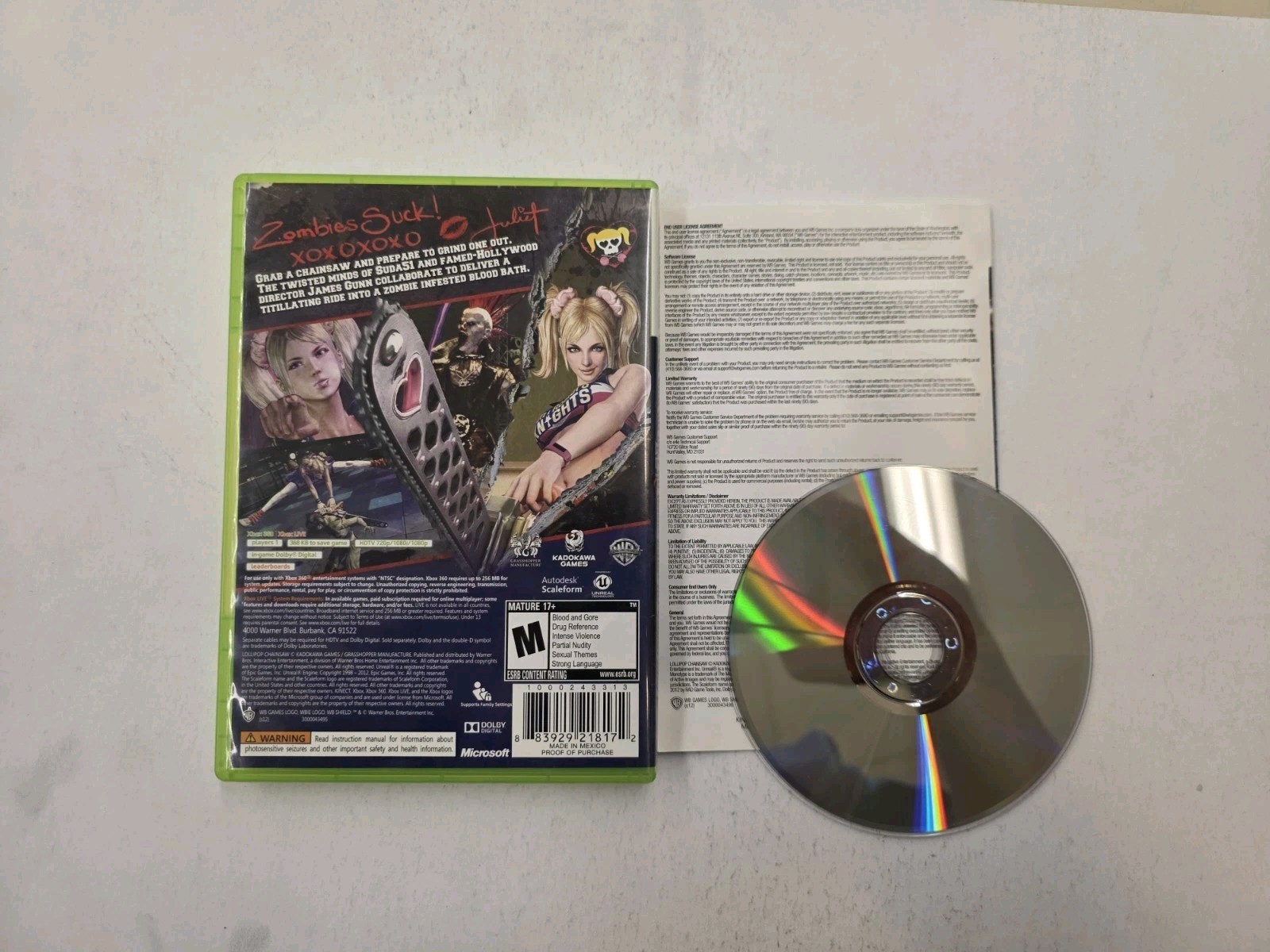 Xbox 360 Lollipop Chainsaw (WB Games, 2012) *CIB, TESTED*
