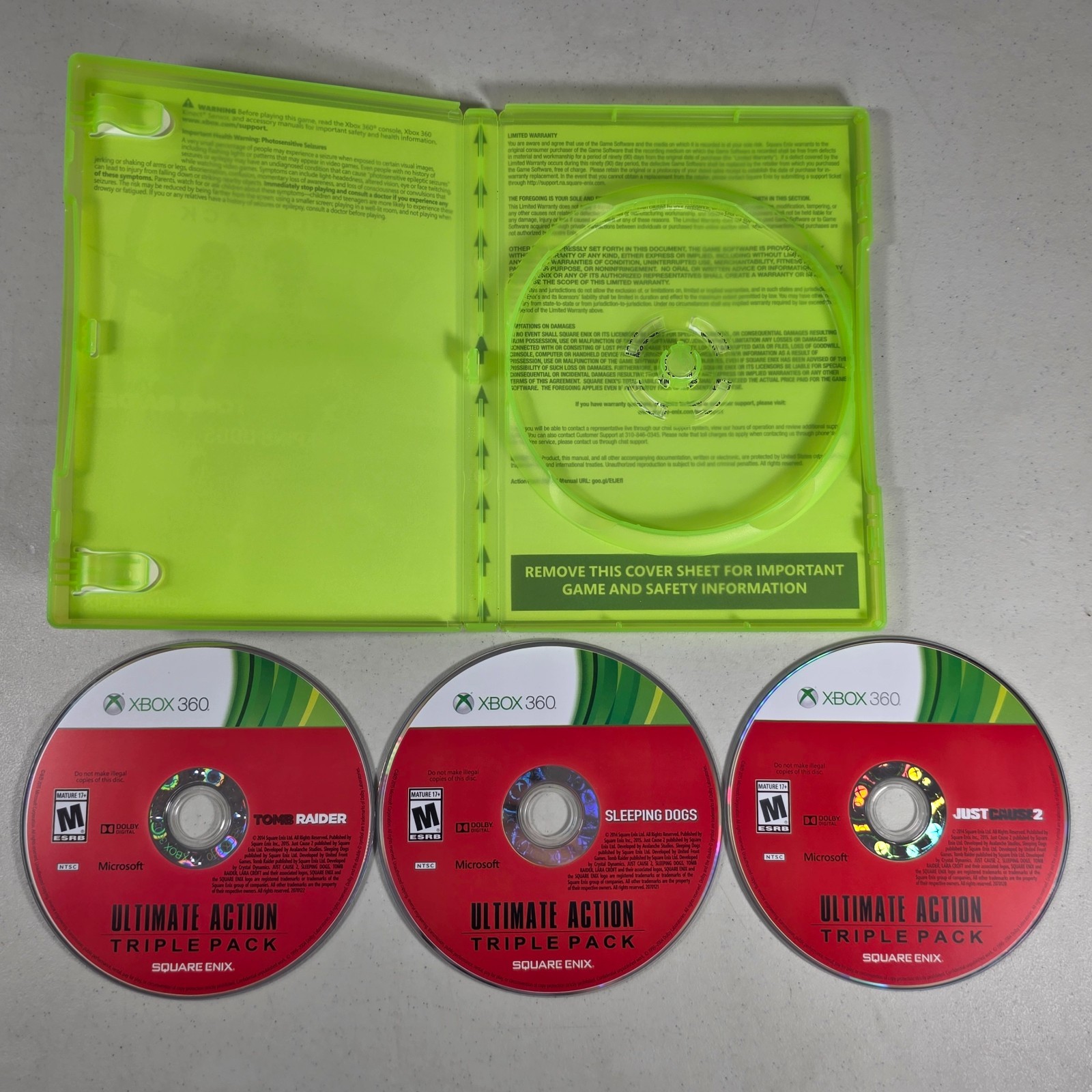 Ultimate Action Triple Pack (Microsoft Xbox 360, 2015) 3 Discs Tested