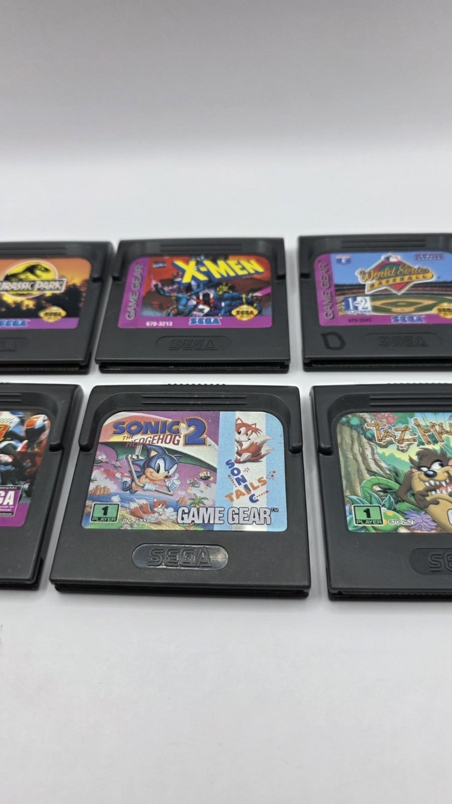 Sega GAME GEAR Cartridge Lot SONIC Hedgehog 2 Jurassic Park X-Men Taz-mania