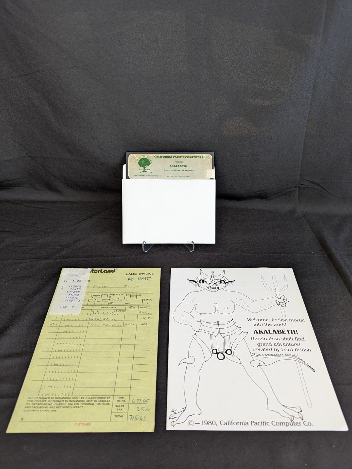 VERY RARE! – Akalabeth w/ Receipt (California Pacific, 1980) – Apple II