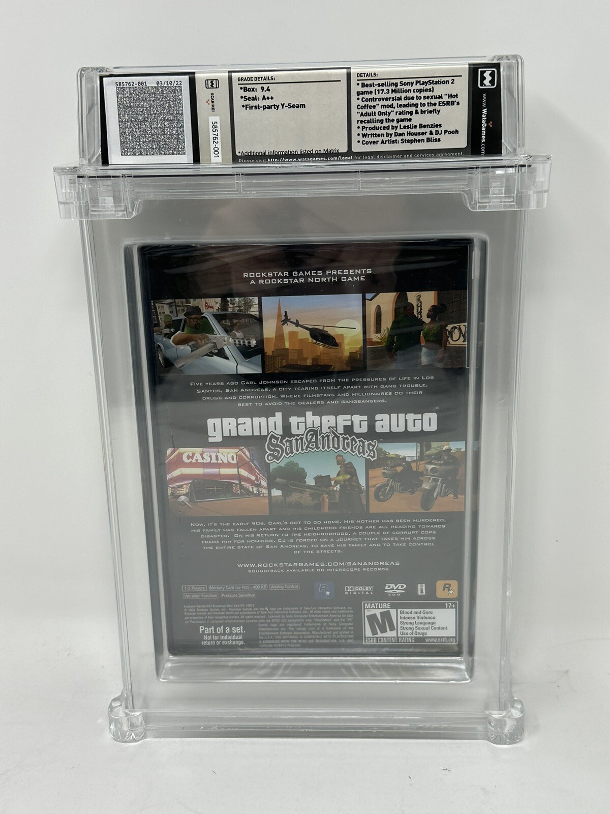 Grand Theft Auto: San Andreas (PS2, 2004) Box Set Rare WATA 9.4 A++ Graded