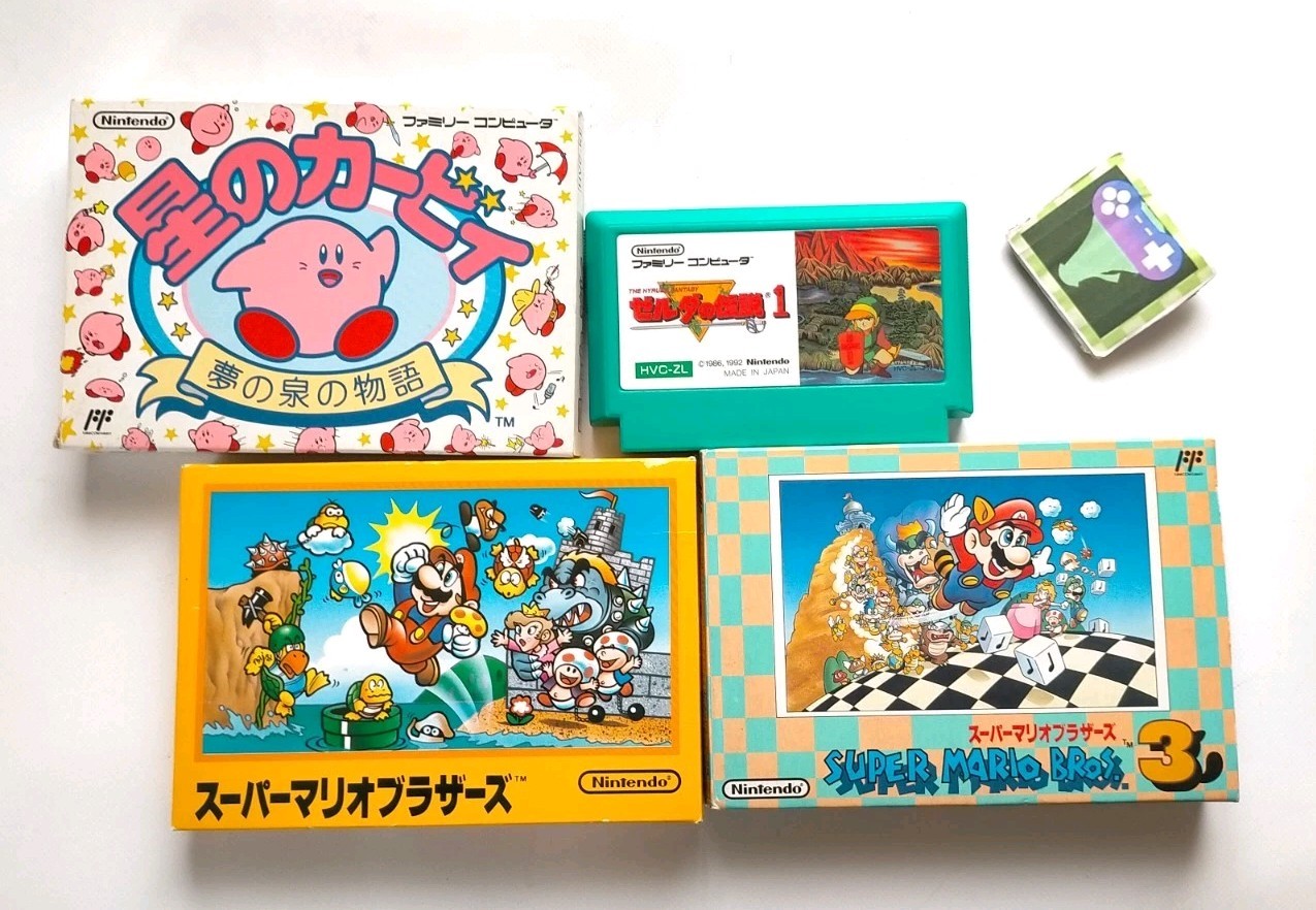 Lot 4 FC Super Mario Bros. 1 3 Kirby Zelda Nintendo Famicom Japan Game
