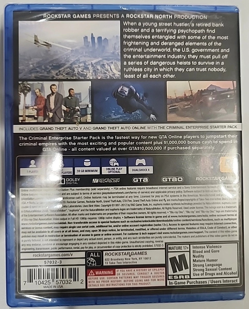 Grand Theft Auto V [Premium Edition] PS4 Brand New Game (2018 Action)