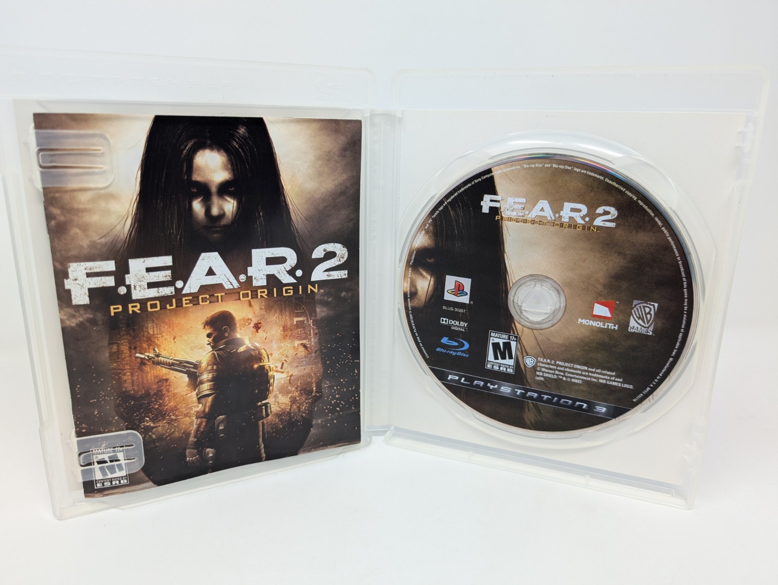F.E.A.R. 2 Project Origin (PlayStation 3, 2009) Complete CIB W/ Manual Tested