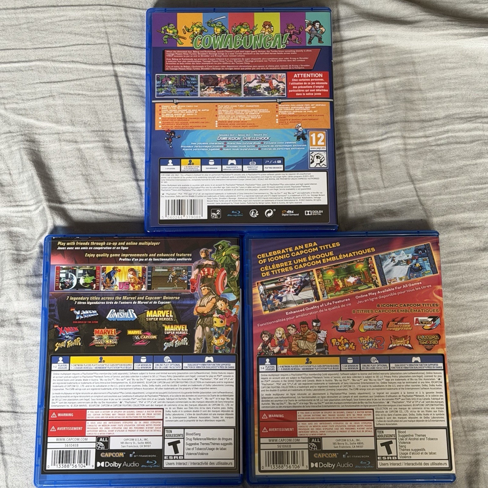 PS4 Capcom Fighting Collections Marvel + SNK + TMNT, Tested & Working