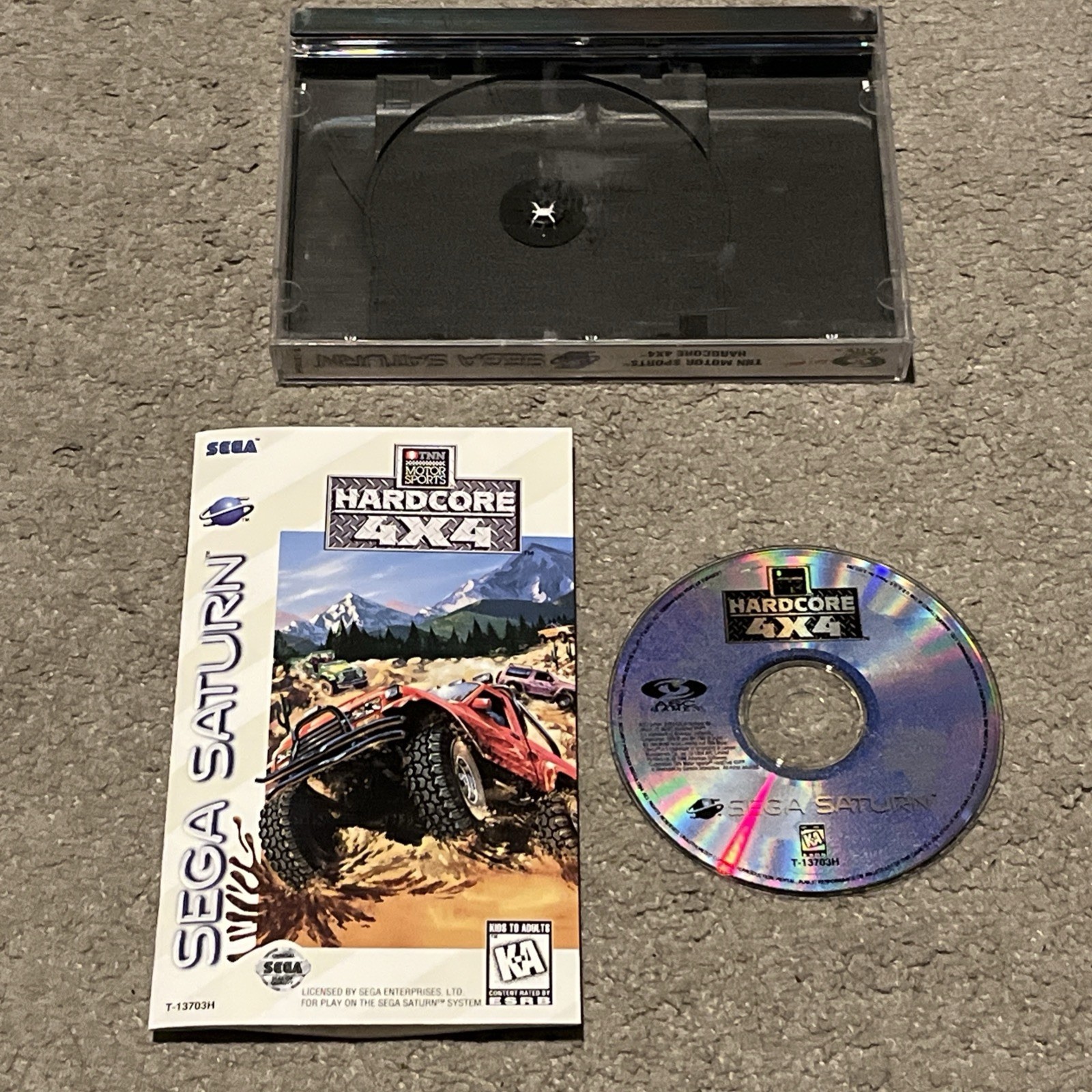 TNN Motor Sports Hardcore 4X4 (Sega Saturn, 1996) CIB Complete w/ Manual