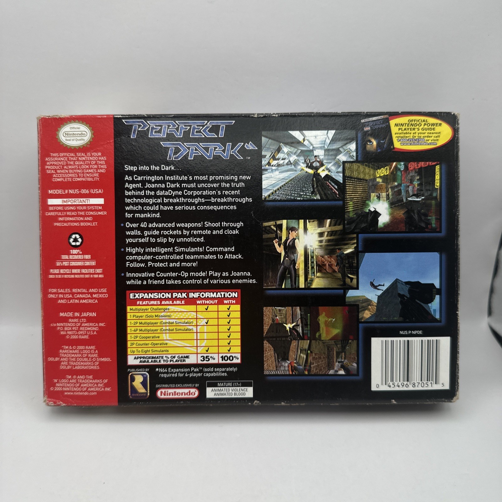 Perfect Dark Nintendo N64 2000 Complete CIB Box Manual Reg Card MINTY Cartridge