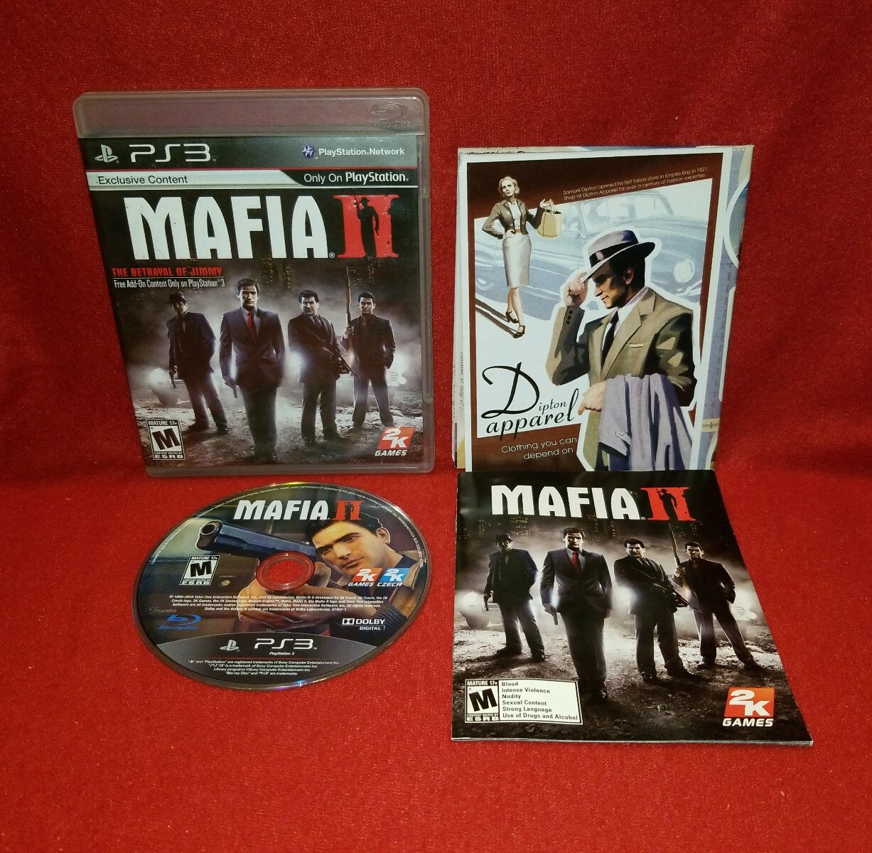 Mafia II w/Map (Sony PlayStation 3 PS3, 2010)