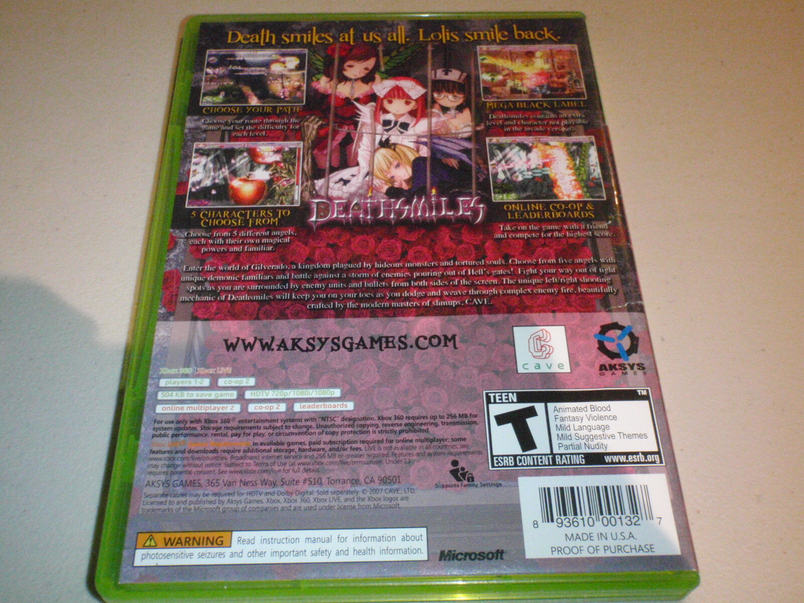 Deathsmiles Xbox 360 Game Complete w/ Manual Death Smiles
