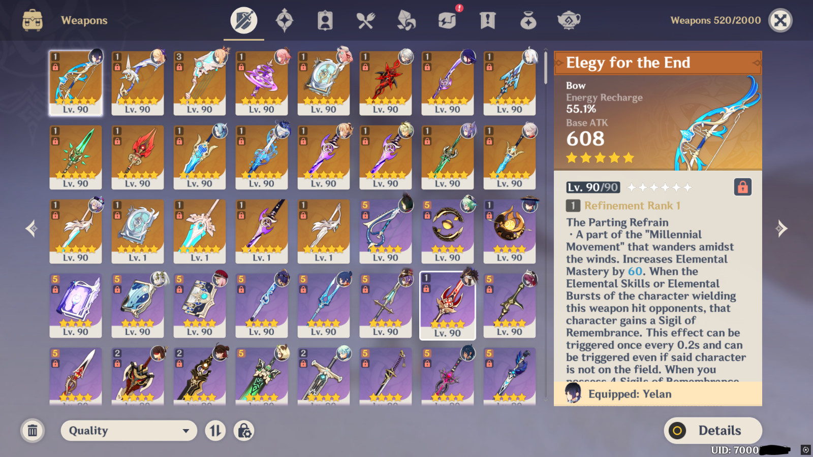 Genshin Impact AR60 [EU] Day 1 OG account w/ Festering Desire + TONS WELL BUILD!