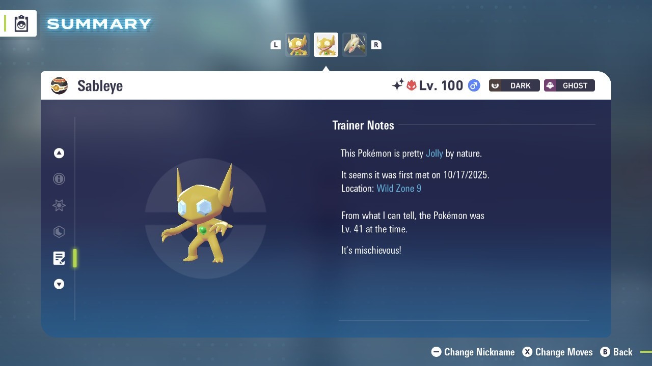 Sableye Shiny Alpha 6IVs Battle Ready – Legends ZA
