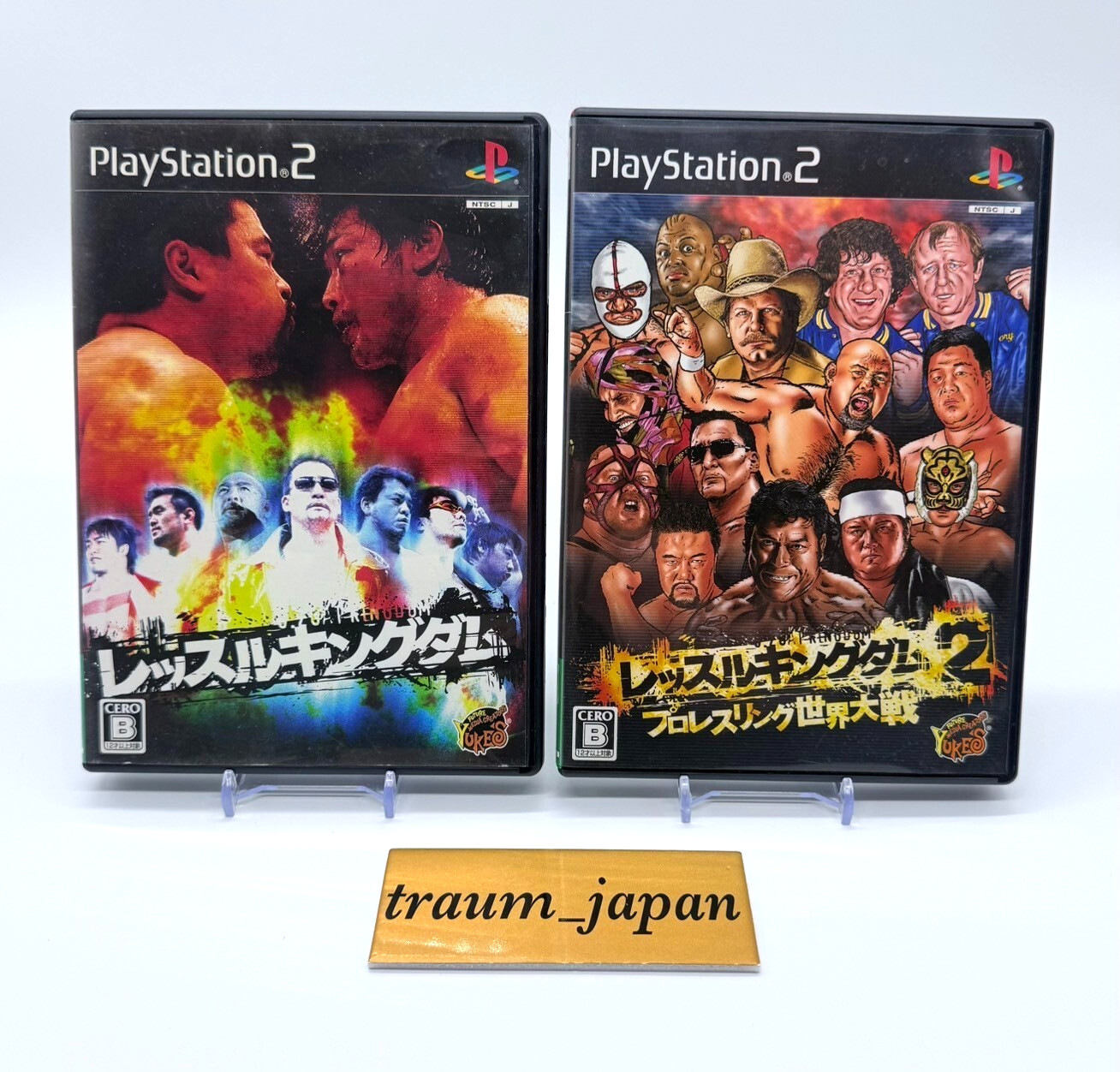 Wrestle Kingdom1 & 2 Set PlayStation2 PS2 Yukes Pro-Wrestling Tested Games