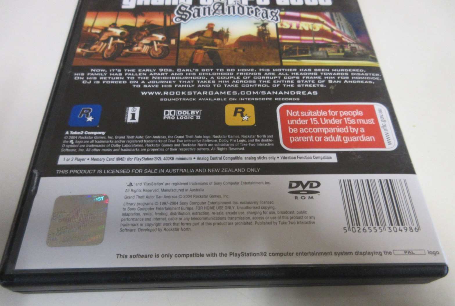 Grand Theft Auto: San Andreas – PlayStation 2 Game – DVD ROM – MA 15+ – 2004