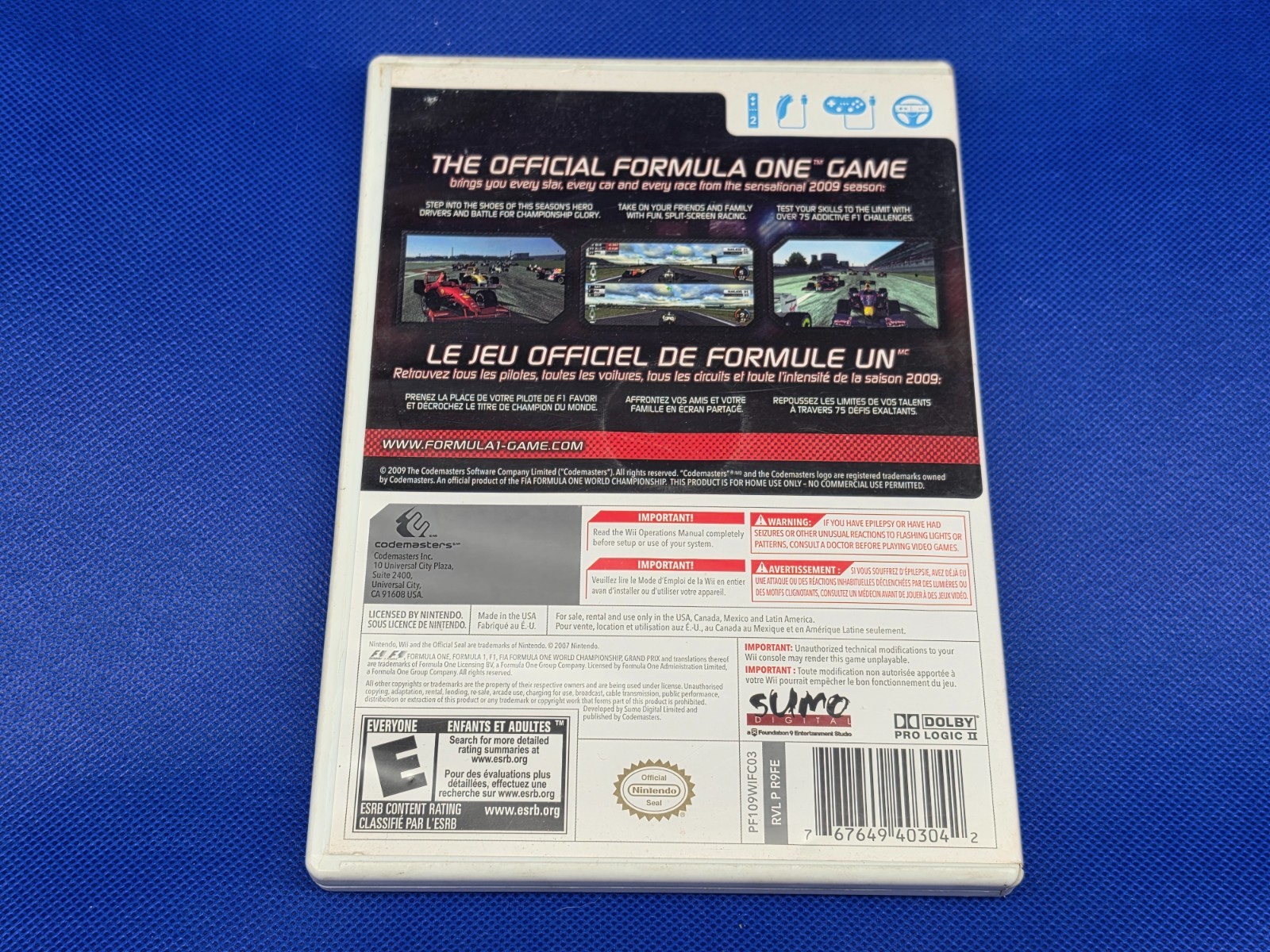 58: Wii – F1 Formula 1 2009 Nintendo Wii Rare Disc/Case – Tested/Working