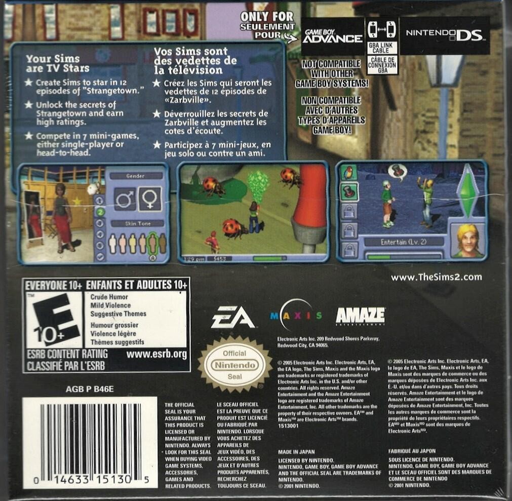 Sims 2 GBA (Brand New Factory Sealed US Version) Game Boy Advance
