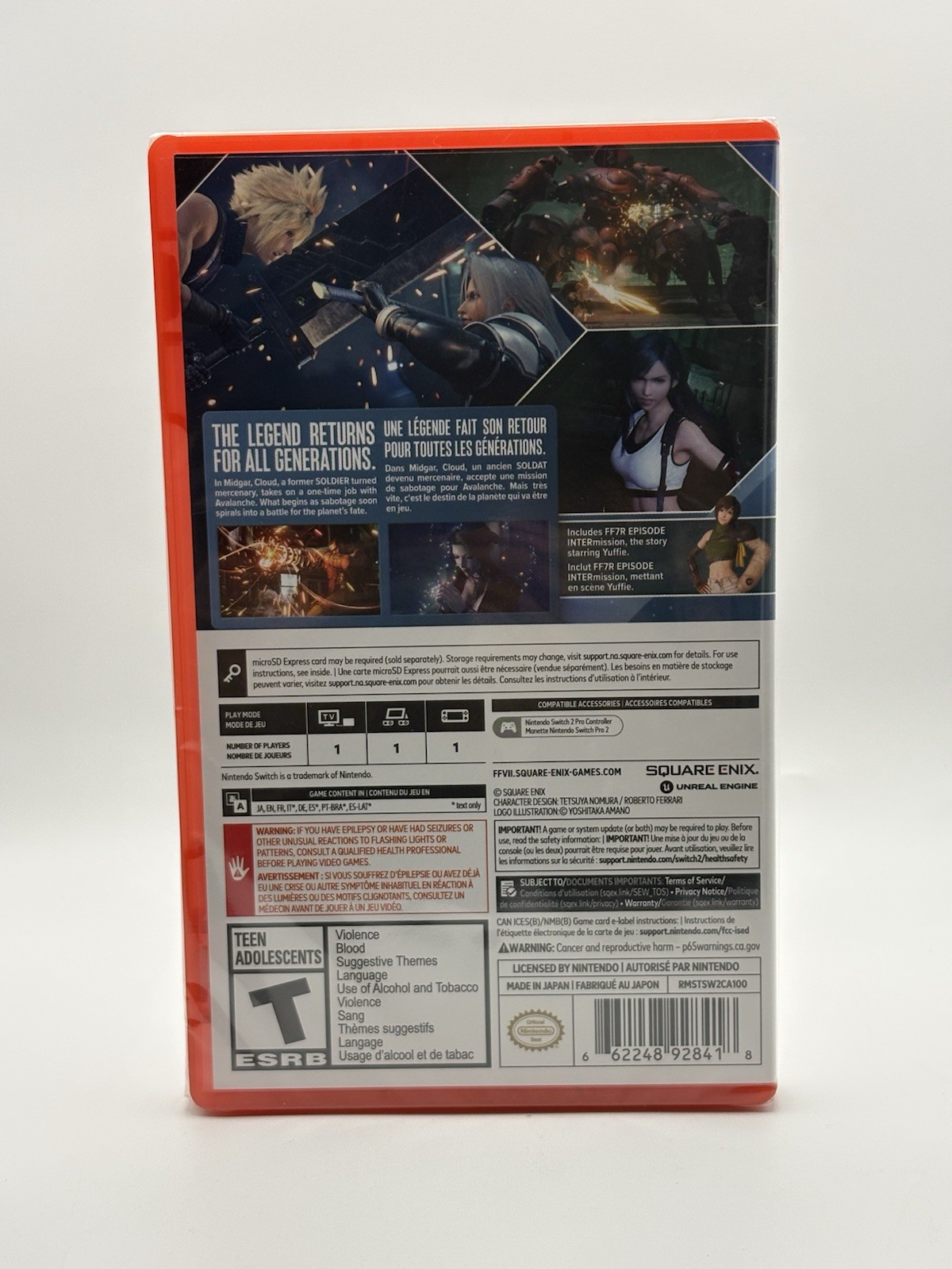 Final Fantasy VII Remake Intergrade Nintendo Switch 2 Brand New Factory Sealed