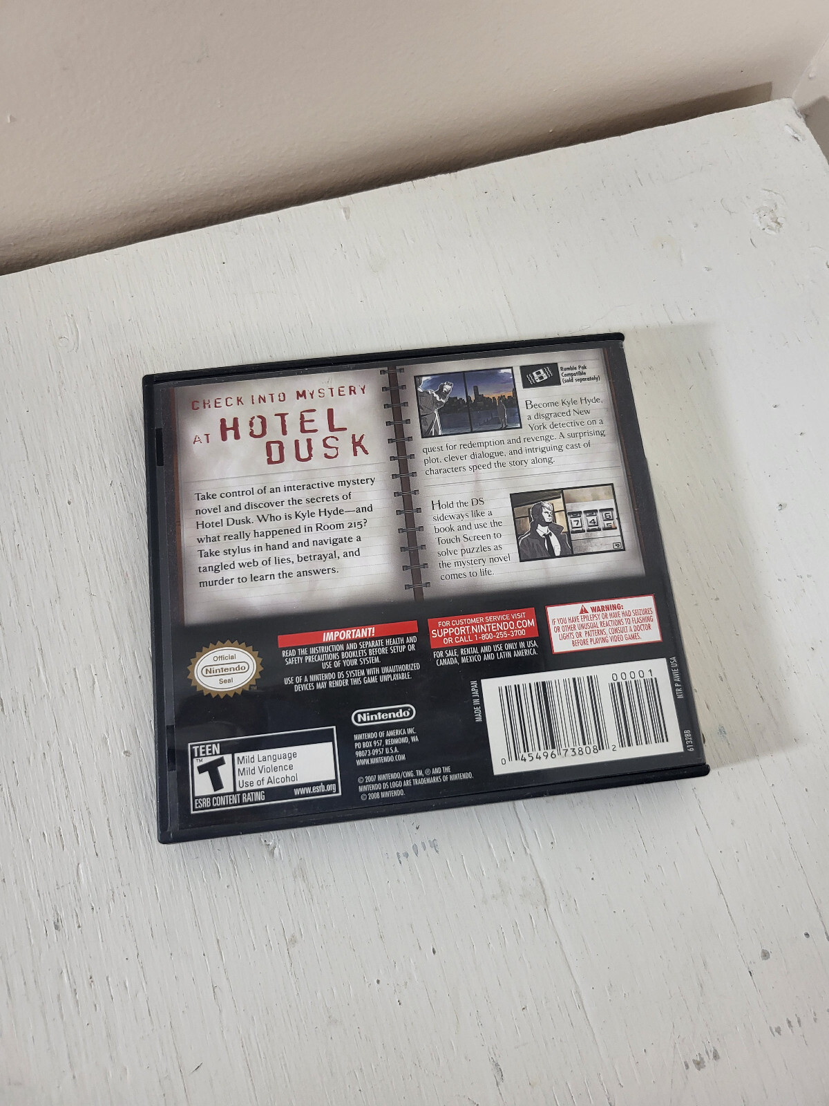 Hotel Dusk: Room 215 (Nintendo DS, 2007) Manual Insert Game