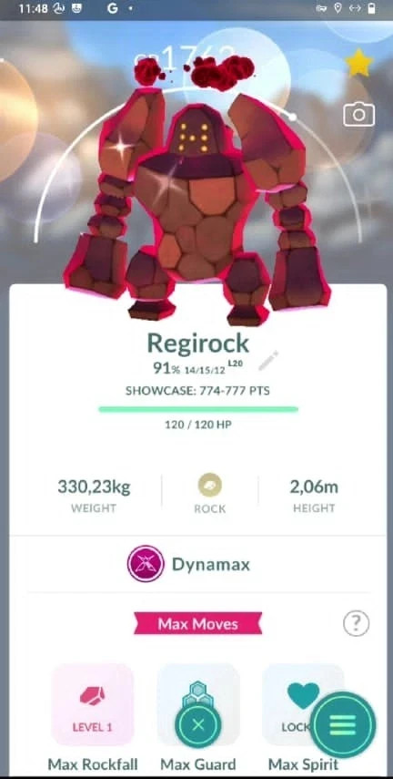 Pokémon Shiny Dynamax Regirock | PTC Go 80k Dust