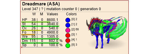 Ark ASA Xbox/PC/PS5 PVE Rainbow Lego Top Level 362 Dreadmare Dread Embryo Pair