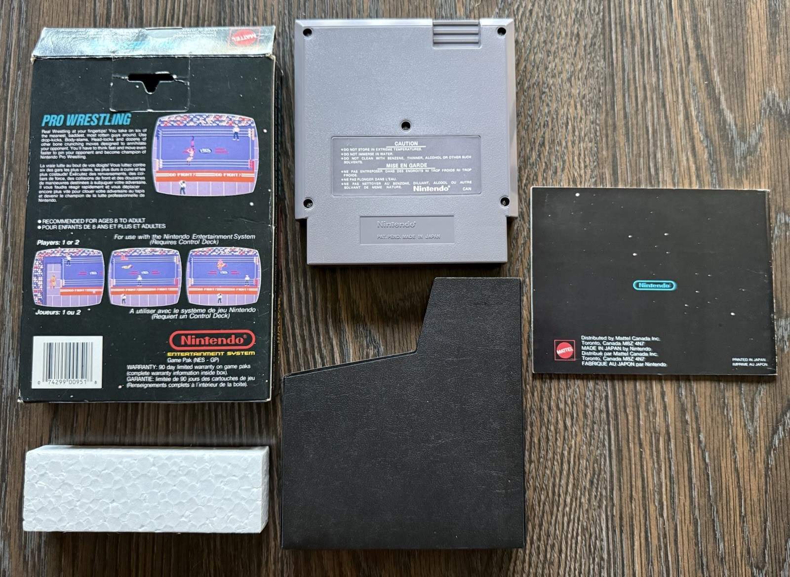 Pro Wrestling Complete in Box CIB Hangtab Canadian Version (Nintendo, NES 1987)