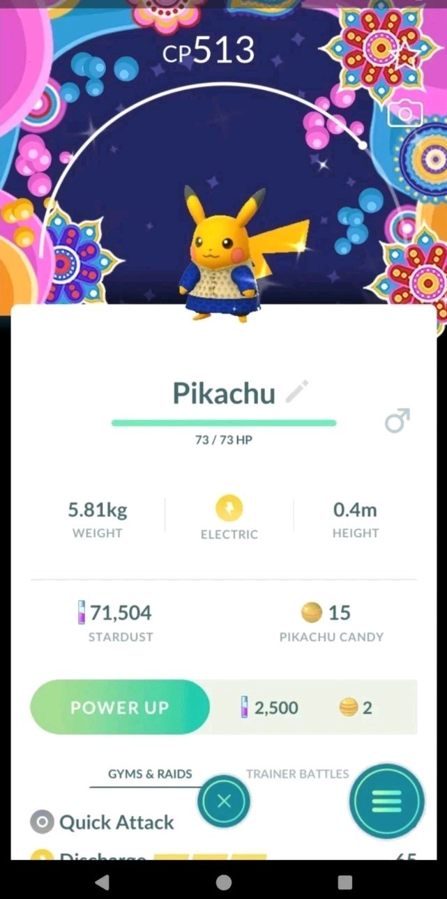 Shiny Pikachu ( Kurta ) ( Special BG ) Pokémon Trading Go