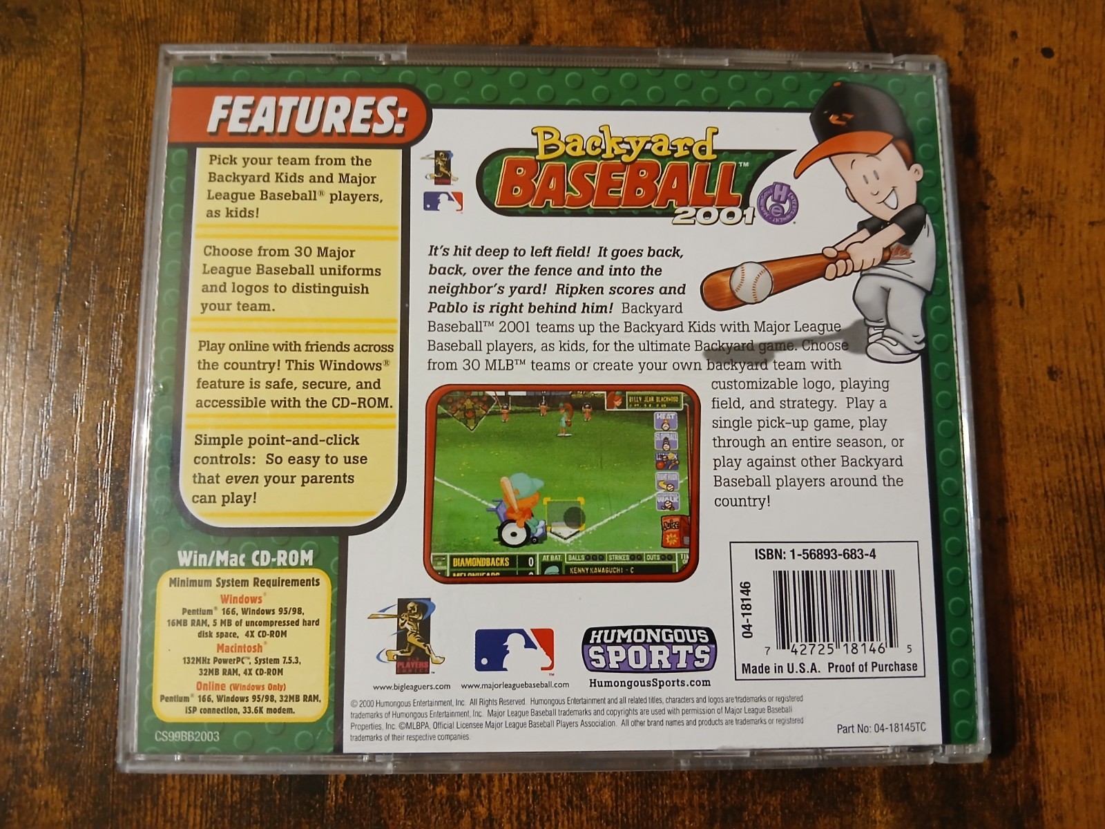 Backyard Baseball 2001 (PC CD-ROM, 2000) Windows 95/98 Mac MLB
