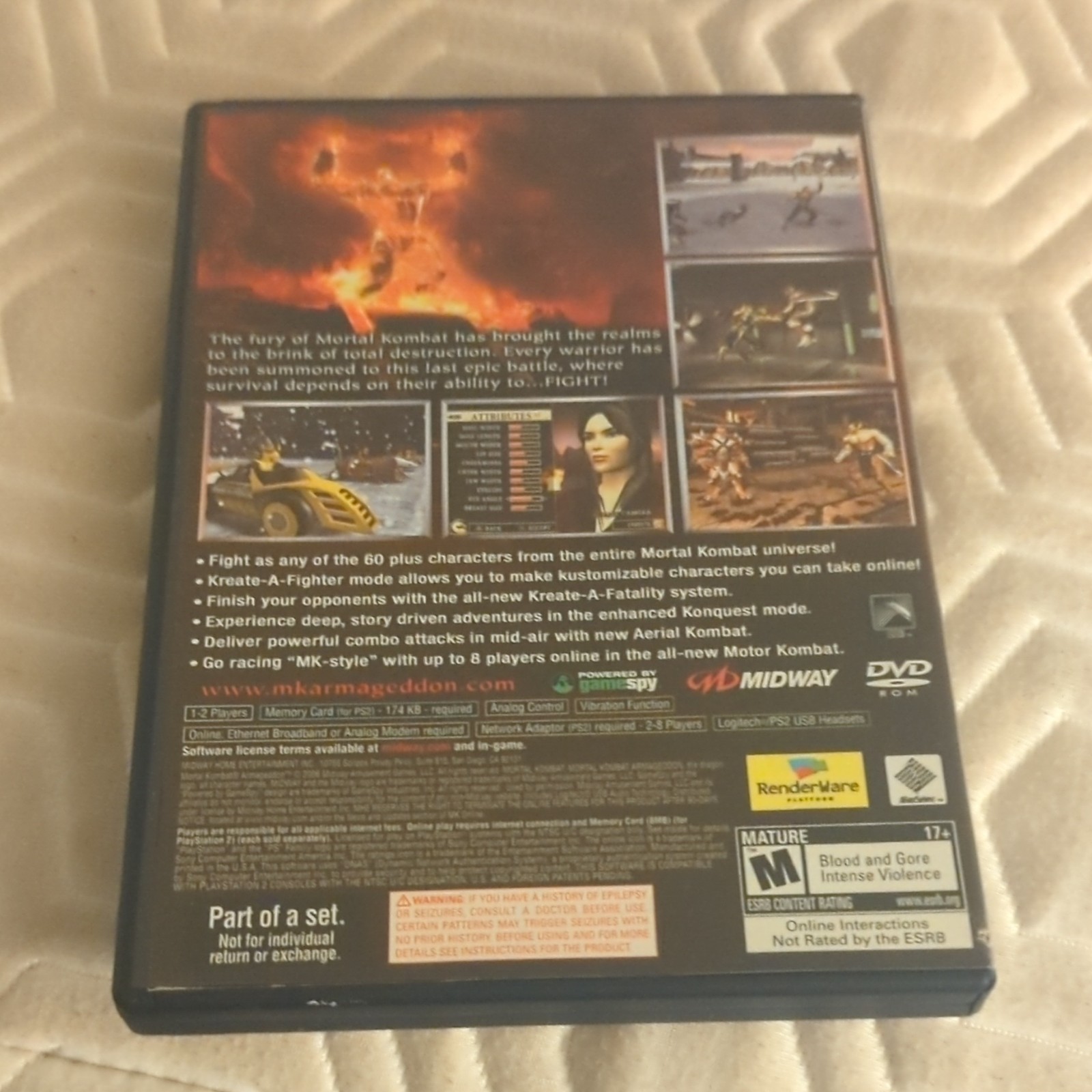 Midway Mortal Kombat: Armageddon Sony PlayStation 2 PS2 M NTSC-U/C Manual