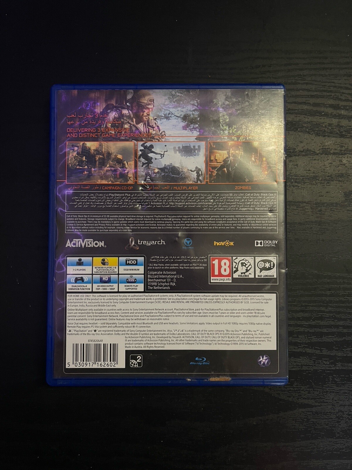 PS4 Call of Duty Black Ops III *w/Insert*Tested*F/S*