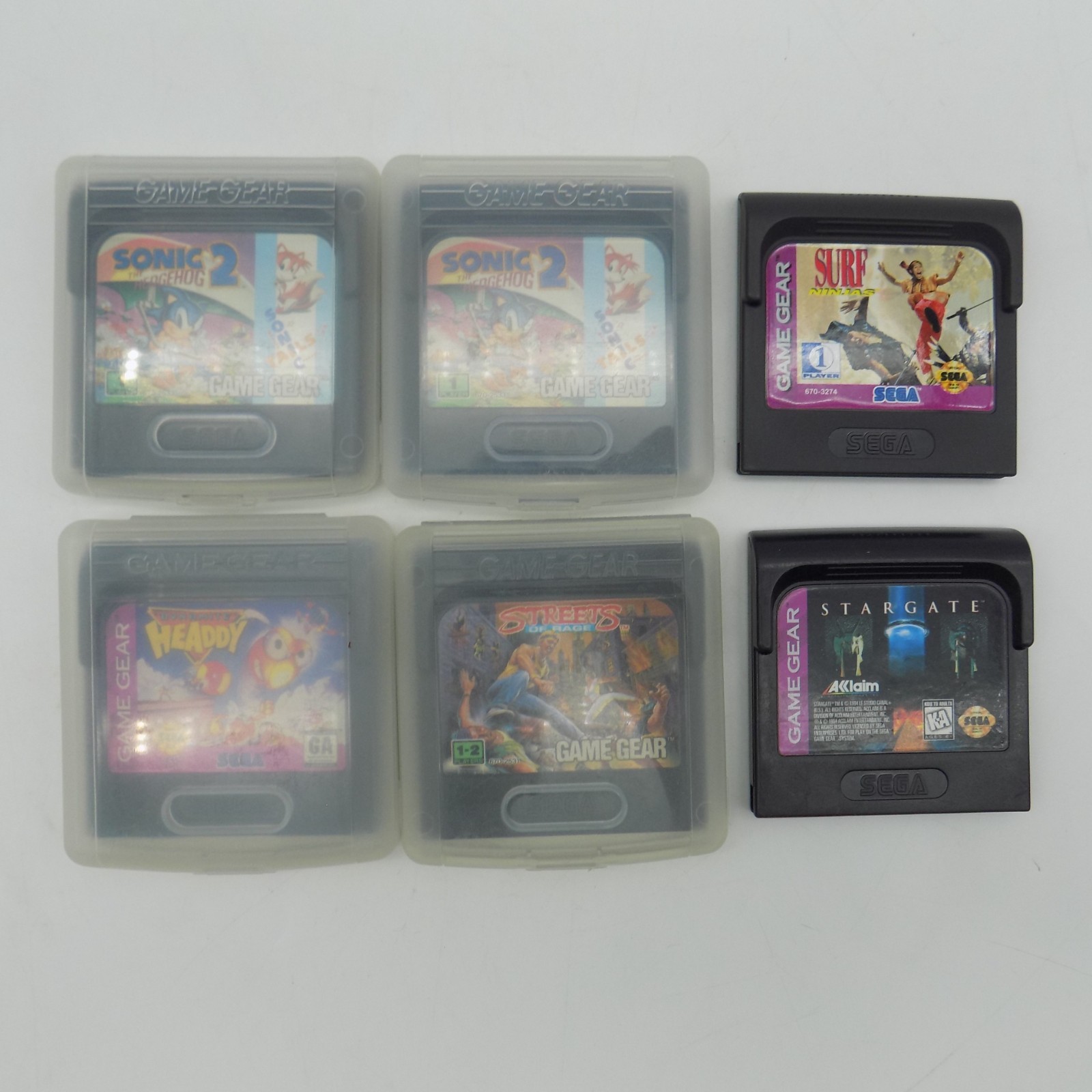 Sega Game Gear LOT OF 6 Games Streets of Rage Dynamite Headdy Stargate Sonic