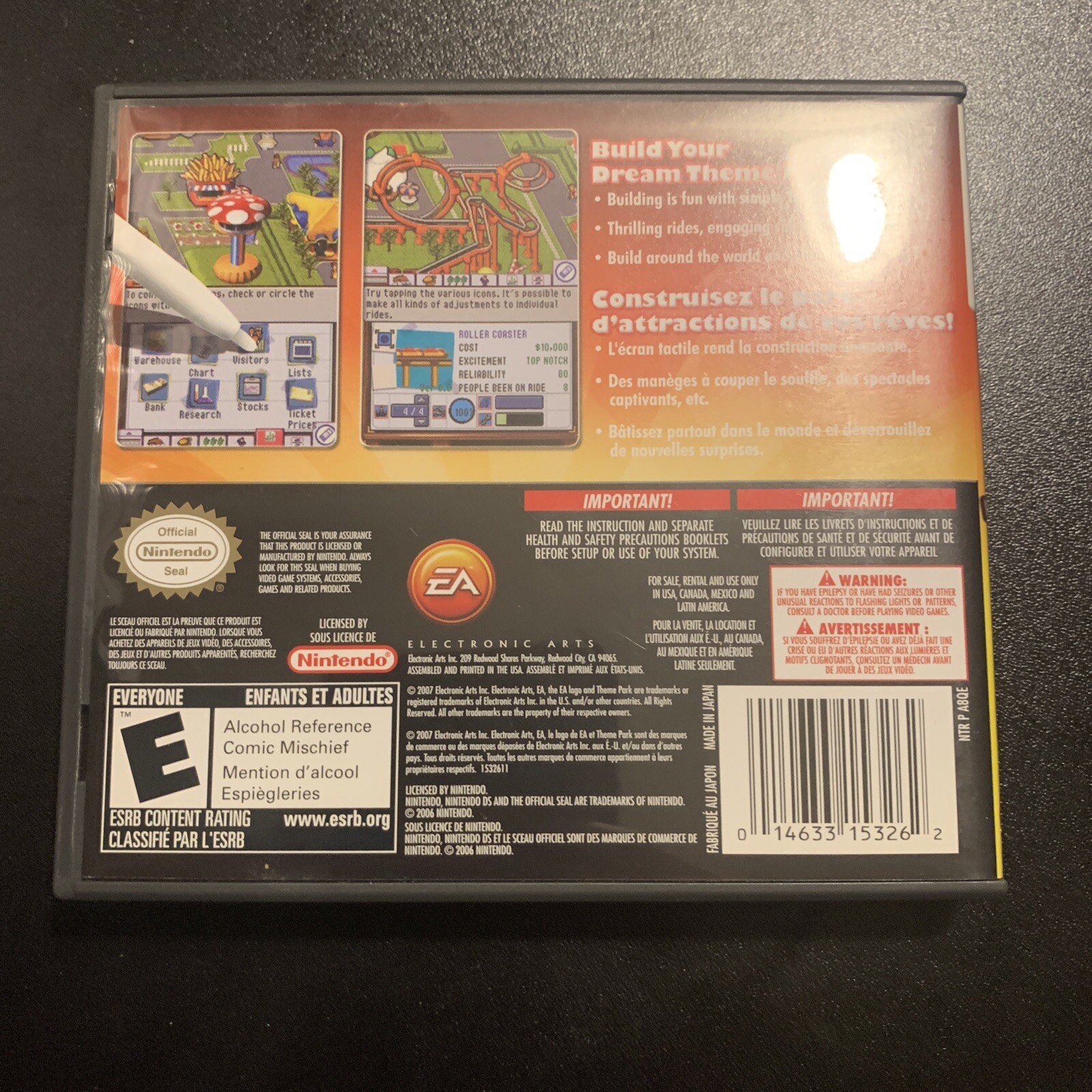 Theme Park (Nintendo DS 2007) Complete w/ Manual & Insert, CIB