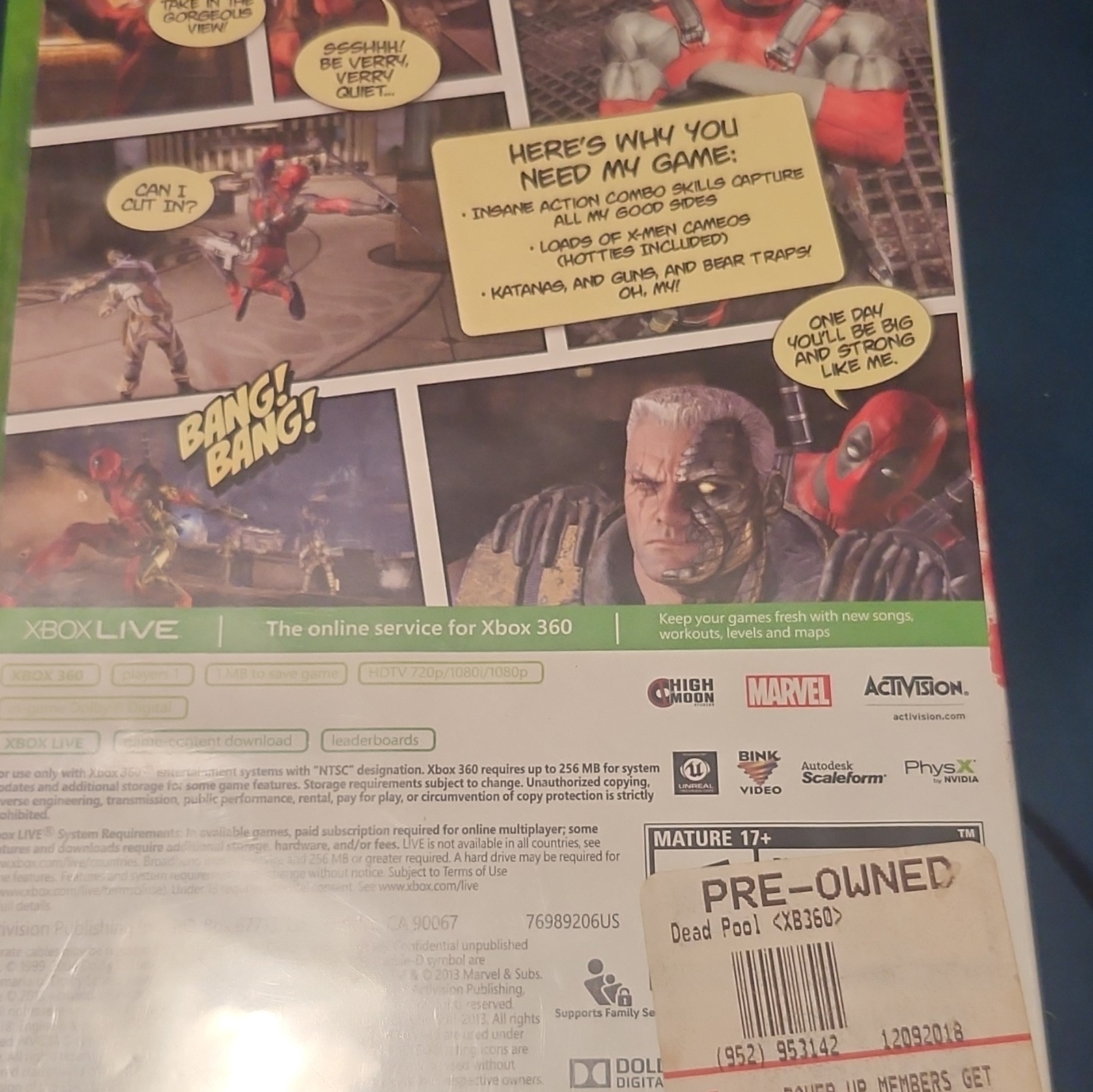 Activision Deadpool Xbox 360 2013 NTSC-U/C (US/Canada) M w/ Manual