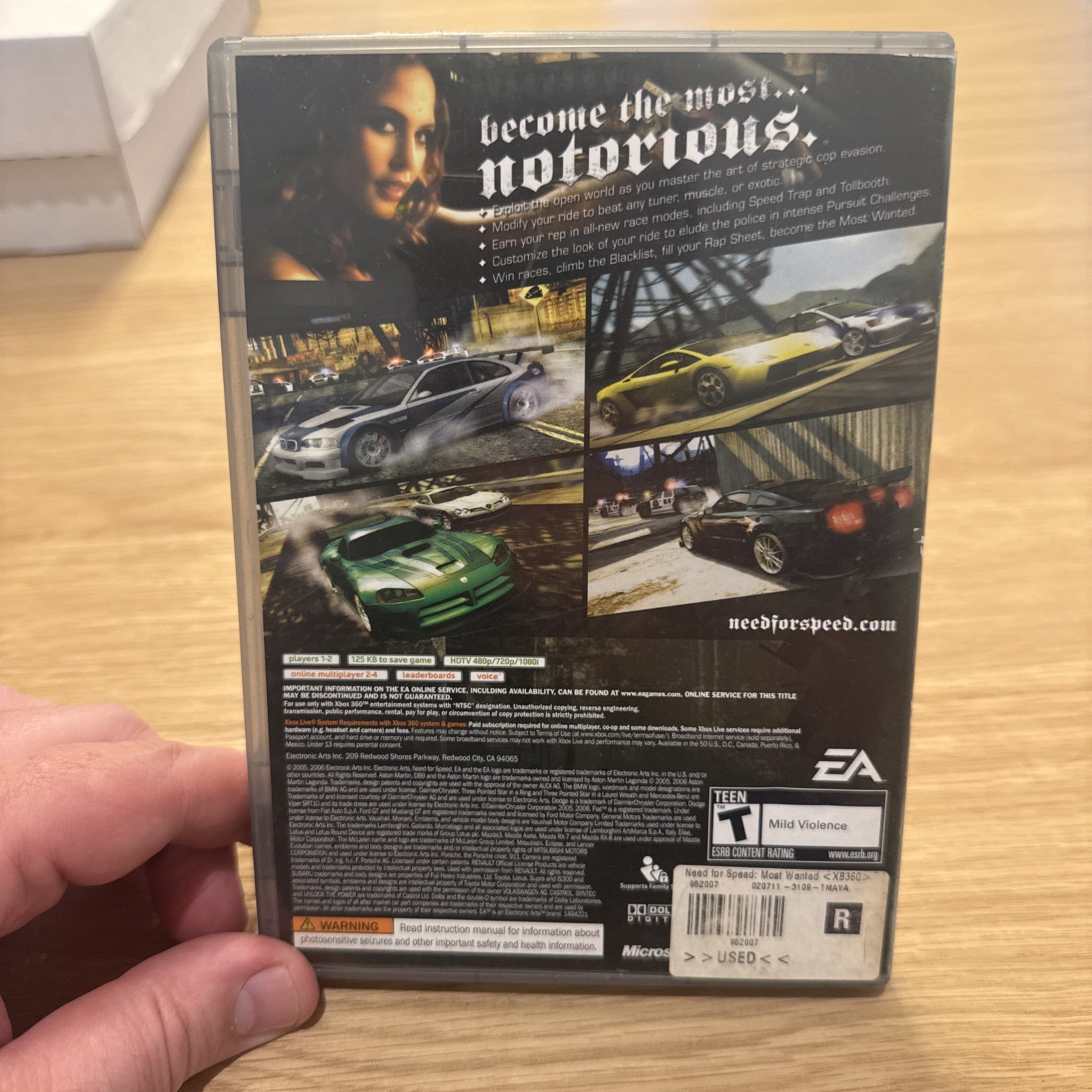 Need for Speed Most Wanted Platinum Hits (Microsoft Xbox 360, 2005) Complete