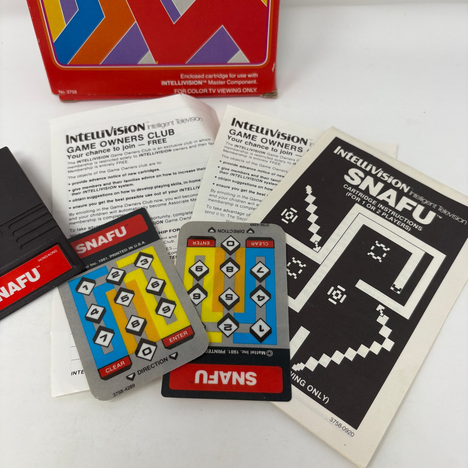 Intellivision Snafu (1981) Complete In Box With Manual & Overlays, Mattel Vtg
