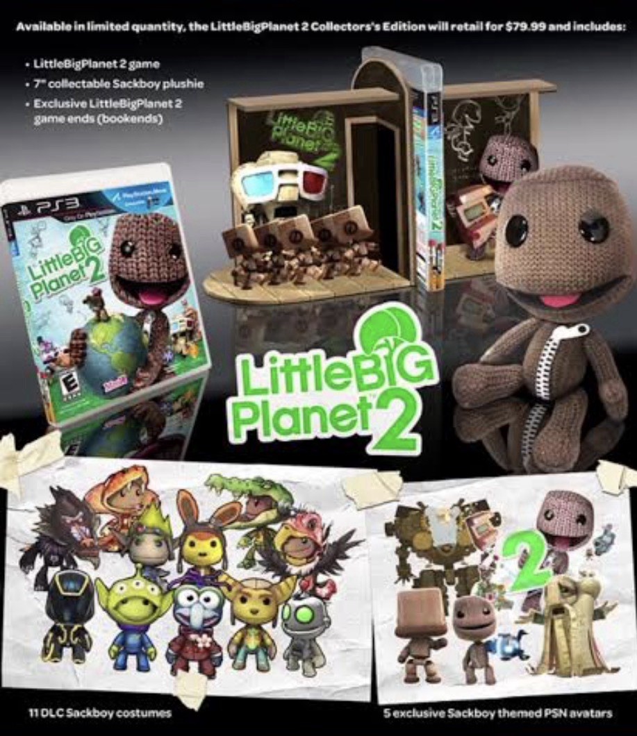 Little Big Planet 2 Collector’s Edition (PS3) Open Box, Plush & Bookends & Game