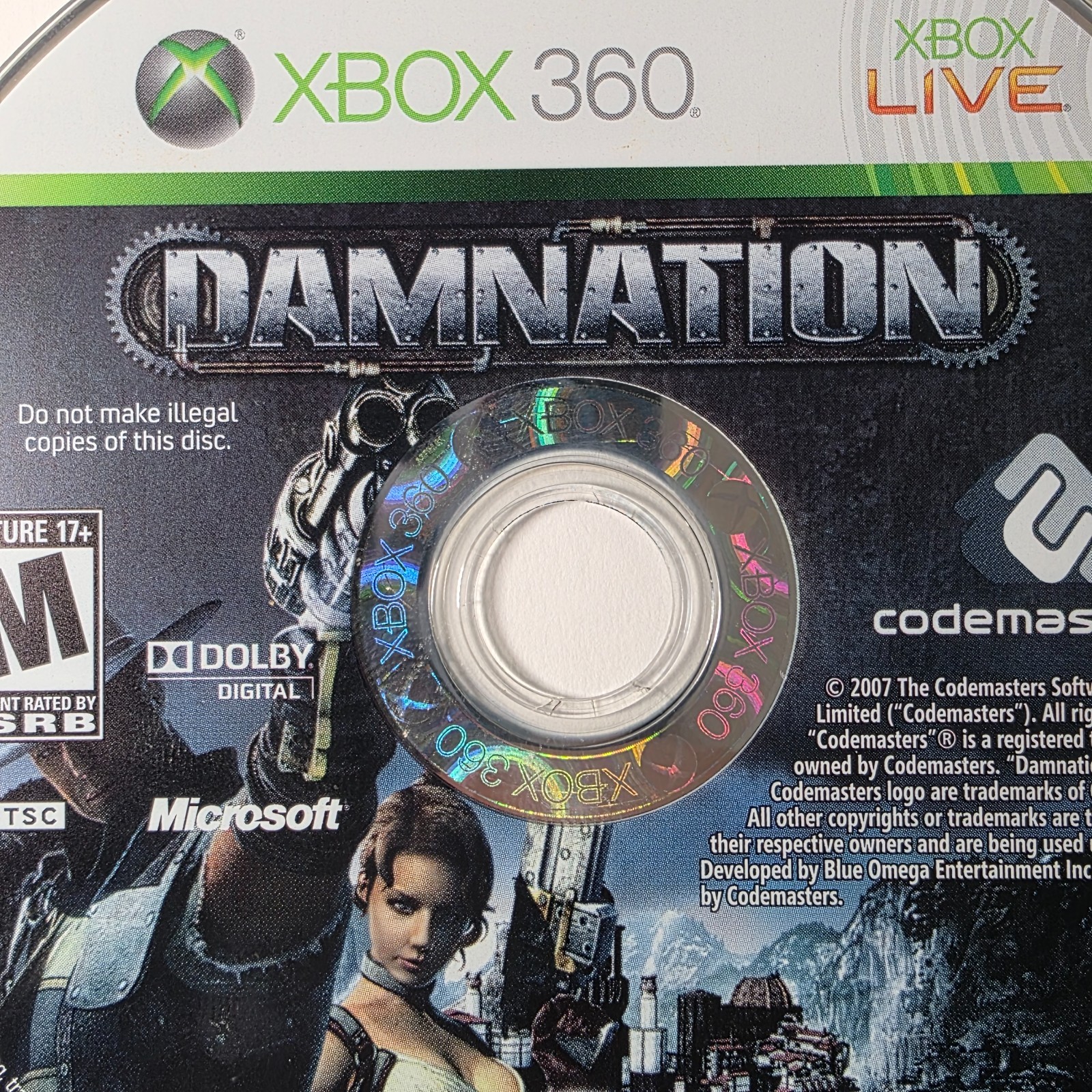 Damnation (Microsoft Xbox 360, 2009) Complete CIB W/ Manual Tested